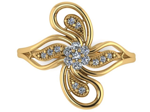 FLOWER STYLE DIMOND RING 3D PRINTABLE MODEL 3D Принт Модель