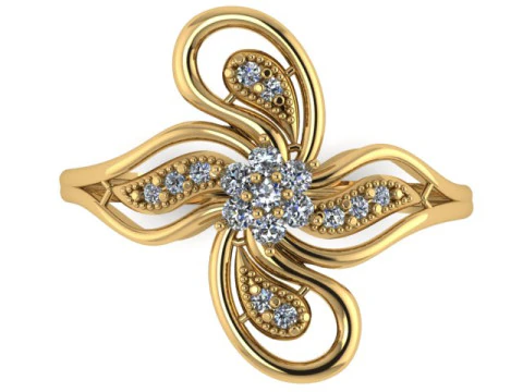 FLOWER STYLE DIMOND RING 3D PRINTABLE MODEL 3D Print Model