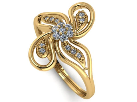 FLOWER STYLE DIMOND RING 3D PRINTABLE MODEL 3D Print Model