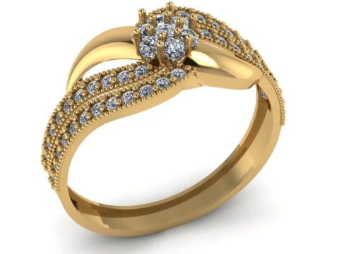 女性ファッション用の高級ダイヤモンドリング 3D 印刷可能モデル 3Dプリントモデル