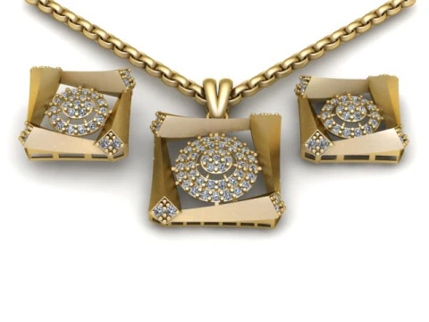 スクエア ペンダント ネックレス 3D 印刷可能モデル 3Dプリントモデル