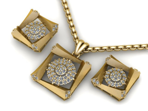 SQUARE PENDANT NECKLACE 3D PRINTABLE MODEL Modèles 3D en vedette