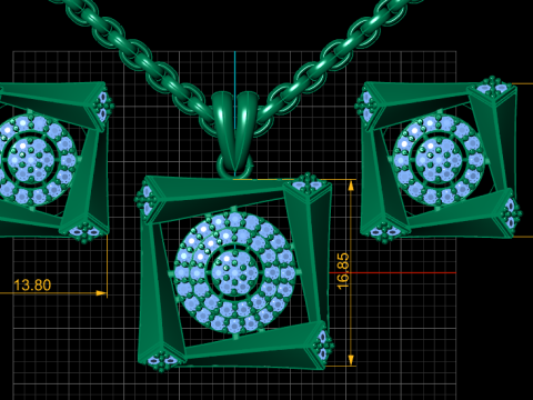 SQUARE PENDANT NECKLACE 3D PRINTABLE MODEL Modèles 3D en vedette