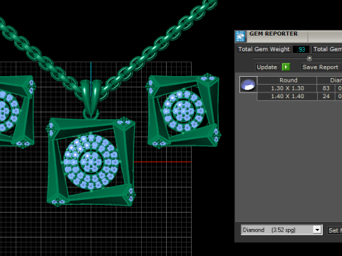 SQUARE PENDANT NECKLACE 3D PRINTABLE MODEL Modèles 3D en vedette