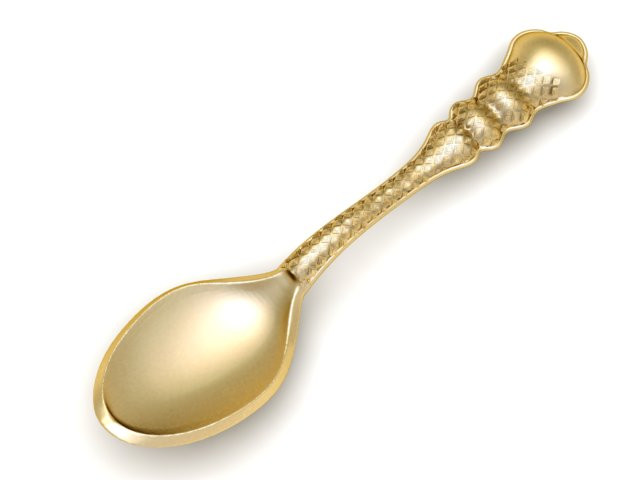 GOLD SPOON 3D CAD 3D PRINTABLE MODEL 3D Print Model .c4d .max .obj .3ds .fbx .stl .blend 