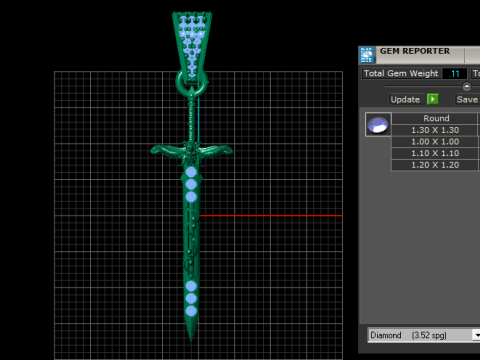 GOLD RUBY SWORD PENDANT 3D PRINTABLE MODEL 3D Model