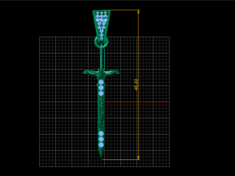 GOLD RUBY SWORD PENDANT 3D PRINTABLE MODEL 3D Model
