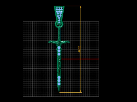GOLD RUBY SWORD PENDANT 3D PRINTABLE MODEL 3D Model