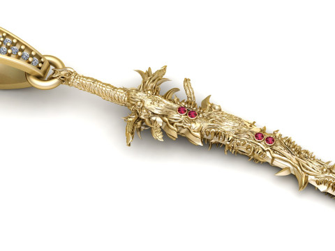 DRAGON SWORD PENDANT 3D PRINTABLE MODEL Model 3D