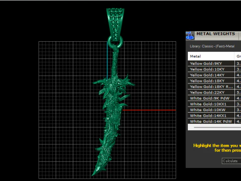 DRAGON SWORD PENDANT 3D PRINTABLE MODEL 3D Model