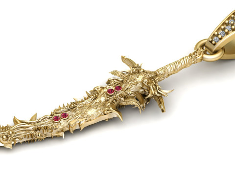 DRAGON SWORD PENDANT 3D PRINTABLE MODEL Model 3D