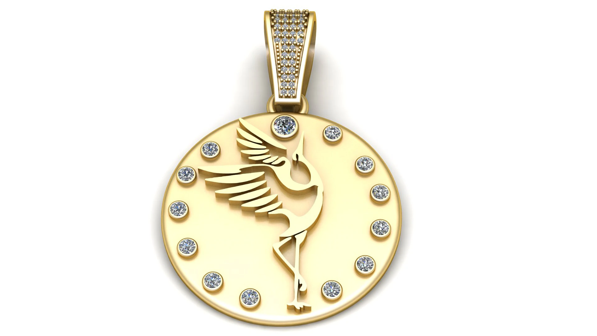 FLAMINGO COIN PENDANT 3D PRINTABLE MODEL 3D Model .c4d .max .obj .3ds .fbx .stl .blend 