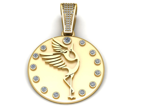 FLAMINGO COIN PENDANT 3D PRINTABLE MODEL Model 3D