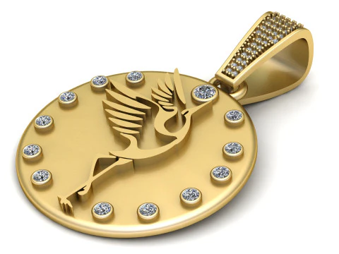 FLAMINGO COIN PENDANT 3D PRINTABLE MODEL 3D Model