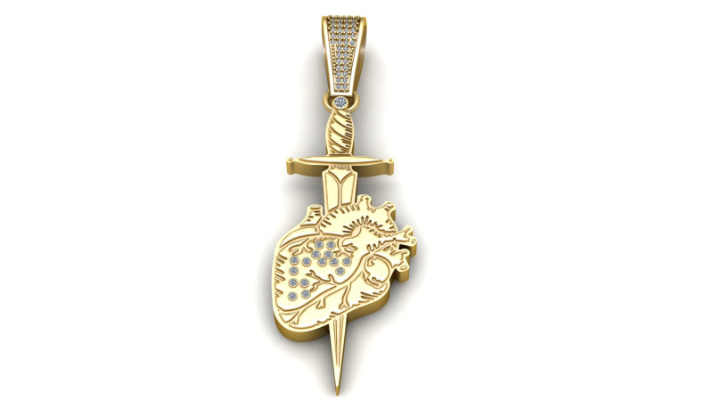 HEART HUNT PENDANT 3D PRINTABLE MODEL 3Dモデル .c4d .max .obj .3ds .fbx .stl .blend 