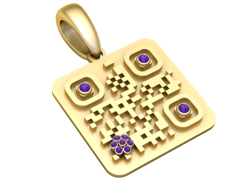 QR 코드 펜던트 3D 프린트 가능 모델 3D 모델