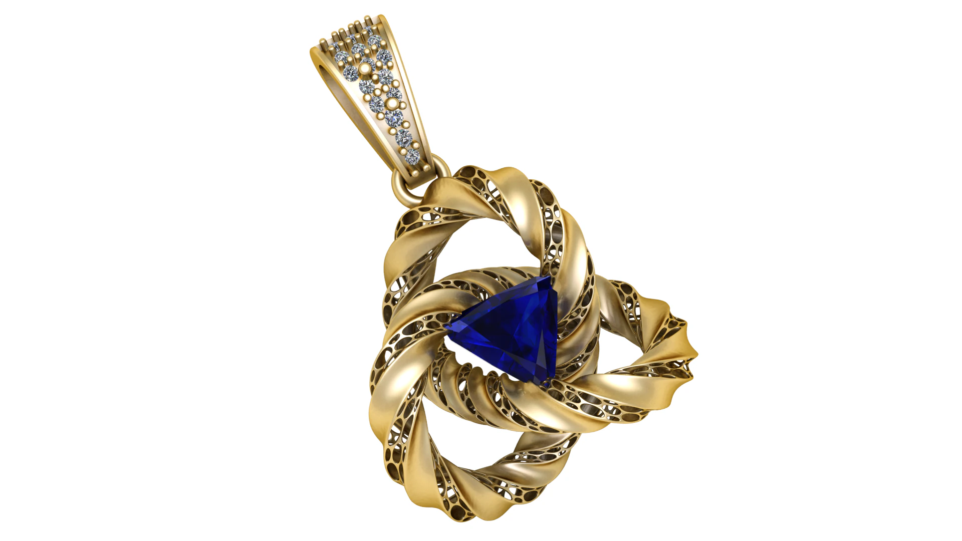 CHARMING BLUE SAPPHIRE PENDANT 3D PRINTABLE MODEL 3D Model .c4d .max .obj .3ds .fbx .stl .blend 