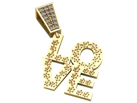 爱字吊坠 3D 打印模型 3D 模型