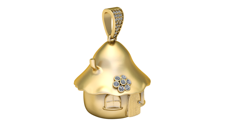 VILLAGE HOUSE PENDANT 3D PRINTABLE MODEL 3D Model .c4d .max .obj .3ds .fbx .stl .blend