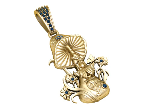 PENDENTE ZIO PIANTA DI FUNGHI MODELLO STAMPABILE 3D Modello 3D