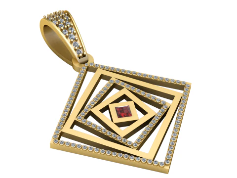 정사각형 모양 펜던트 3D 인쇄 가능 모델 3D 모델