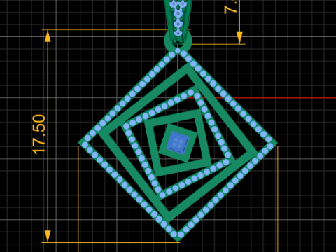 SQUARE SHAPE PENDANT 3D PRINTABLE MODEL Modelo 3D