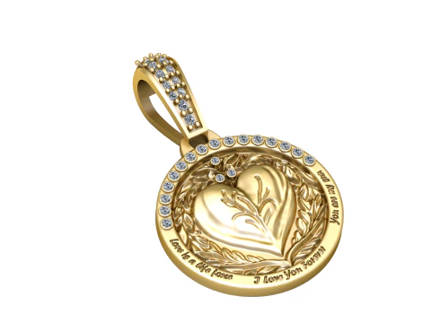 PENDENTE CON MONETA A CUORE MODELLO STAMPABILE 3D Modello 3D