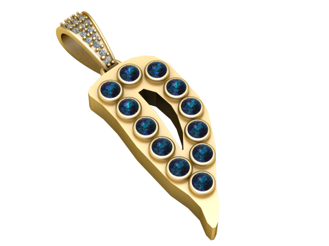 ALPHABET D PENDANT 3D PRINTABLE MODEL Modello 3D