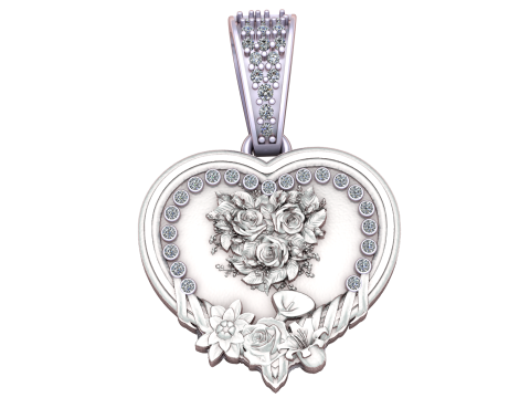 FLOWER DESIGN HEART PENDANT 3D PRINTABLE MODEL 3D Модель