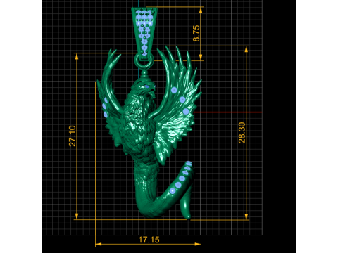 EAGLE SNAKE COMBO PENDANT 3D PRINTABLE MODEL 3D Model