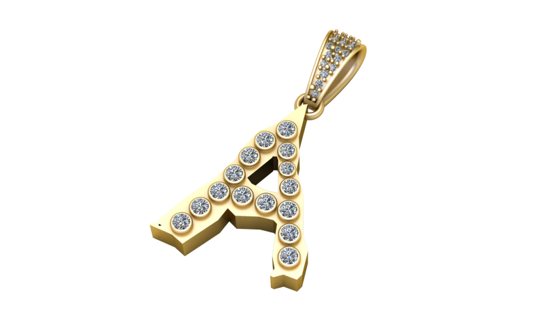 ALPHABET A PENDANT 3D PRINTABLE MODEL 3D मॉडल .c4d .max .obj .3ds .fbx .stl .blend