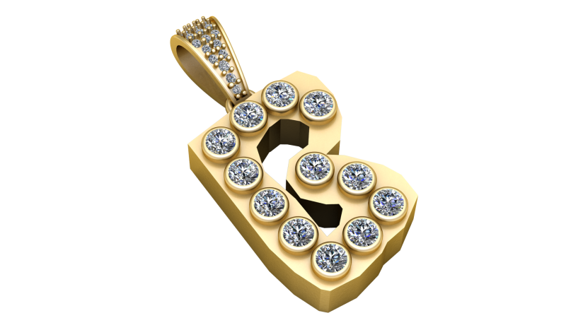 ALPHABET B PENDANT 3D PRINTABLE MODEL Modèle 3D .c4d .max .obj .3ds .fbx .stl .blend 