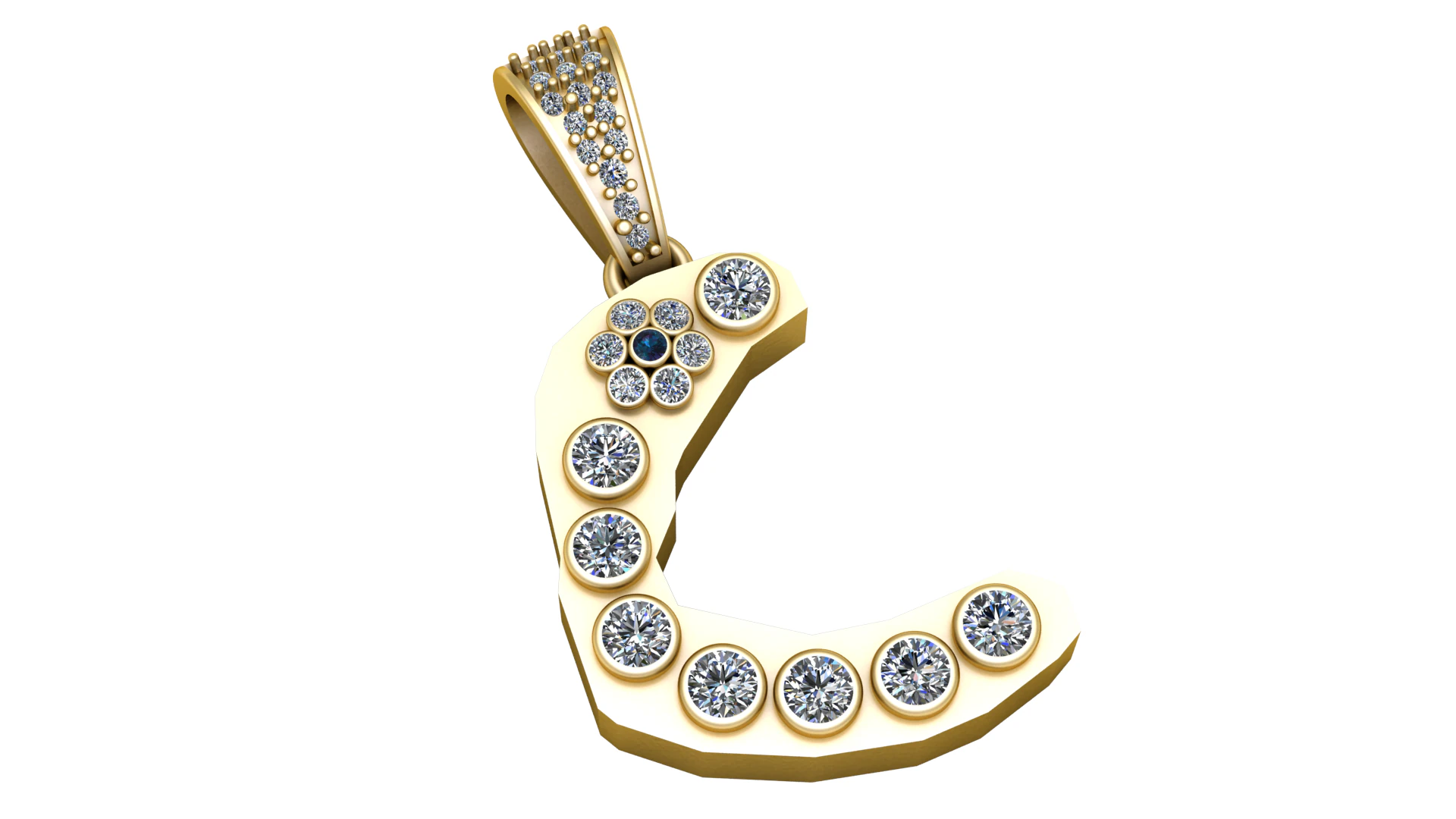 ALPHABET C PENDANT 3D PRINTABLE MODEL 3D Model .c4d .max .obj .3ds .fbx .stl .blend