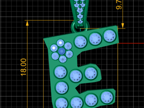 ALPHABET E PENDANT 3D PRINTABLE MODEL 3D Model