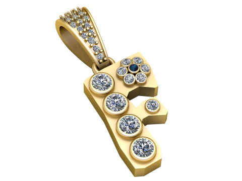 PINGENTE ALFABETO F 3D IMPRIM&iacute;VEL MODELO Modelo 3D