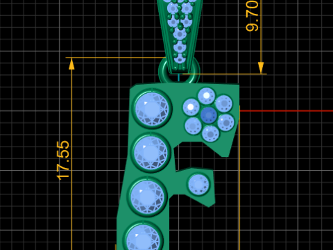 ALPHABET F PENDANT 3D PRINTABLE MODEL 3D मॉडल