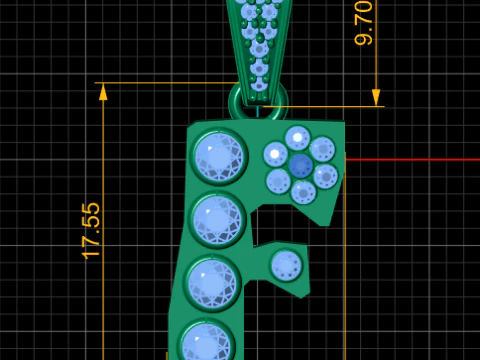 ALPHABET F PENDANT 3D PRINTABLE MODEL 3D Model
