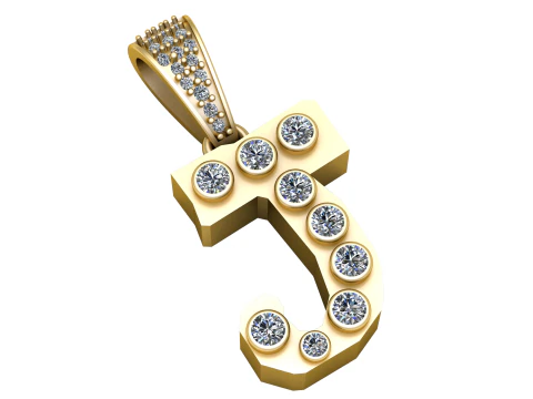 字母 J 吊坠 3D 打印模型 3D 模型