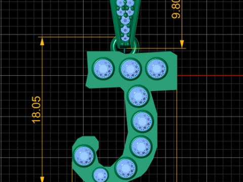 ALPHABET J PENDANT 3D PRINTABLE MODEL Modelo 3D