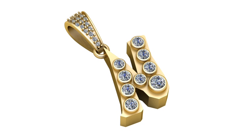 ALPHABET N PENDANT 3D PRINTABLE MODEL Modèle 3D .c4d .max .obj .3ds .fbx .stl .blend 