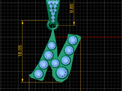 ALPHABET N PENDANT 3D PRINTABLE MODEL Modèle 3D