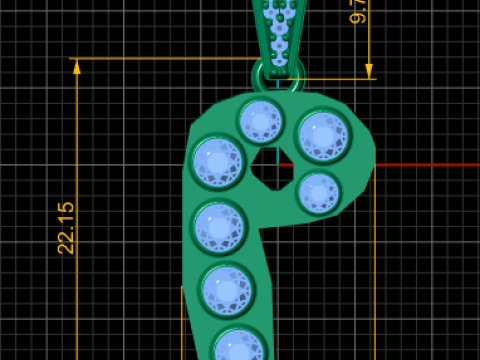 ALPHABET P PENDANT 3D PRINTABLE MODEL Model 3D