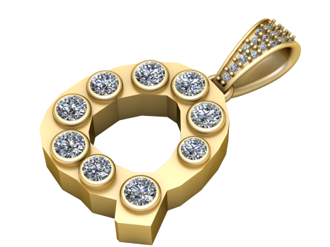 ALPHABET Q PENDANT 3D PRINTABLE MODEL 3D Модель