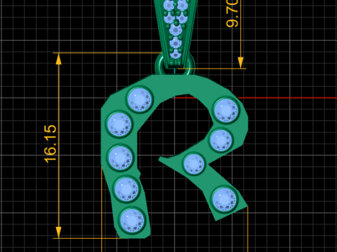 ALPHABET R PENDANT 3D PRINTABLE MODEL Modello 3D