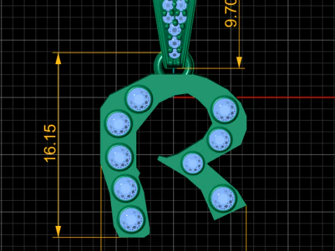 ALPHABET R PENDANT 3D PRINTABLE MODEL 3D Model