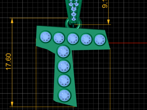 ALPHABET T PENDANT 3D PRINTABLE MODEL 3D Model