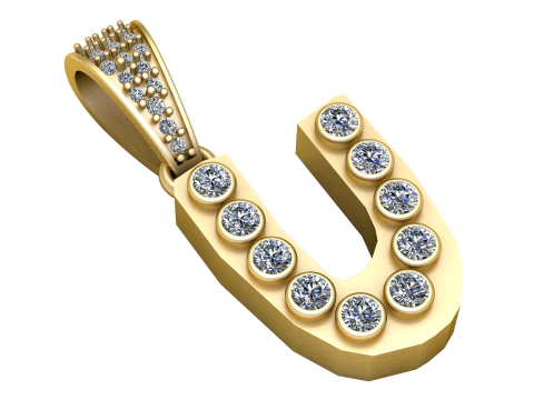 알파벳 U 펜던트 3D 프린트 가능 모델 3D 모델