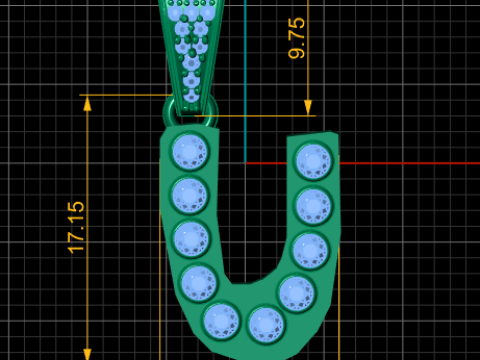 ALPHABET U PENDANT 3D PRINTABLE MODEL Model 3D