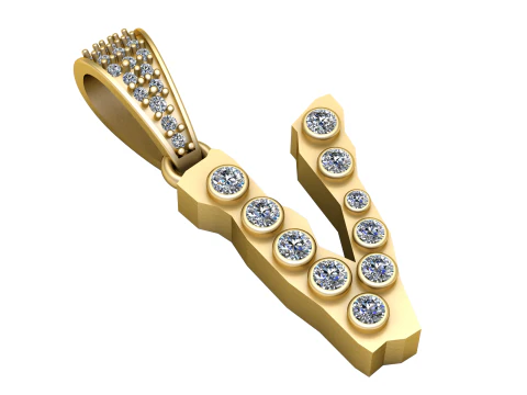 アルファベット V ペンダント 3D 印刷可能モデル 3Dモデル