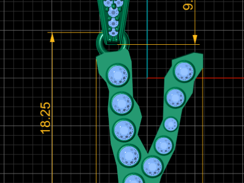 ALPHABET V PENDANT 3D PRINTABLE MODEL Modelo 3D